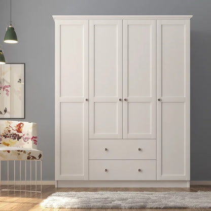 4 Door Wardrobes: Traditional 4 Door Manufactured Wood Wardrobe
