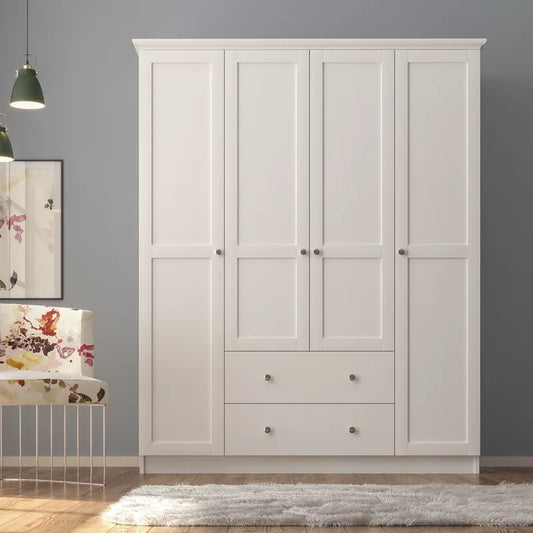 4 Door Wardrobes: Traditional 4 Door Manufactured Wood Wardrobe