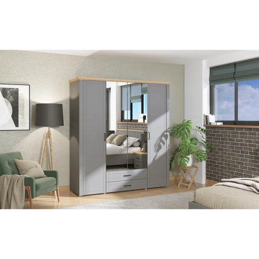 4 Door Wardrobe: Modern 4 Door Wooden Wardrobe