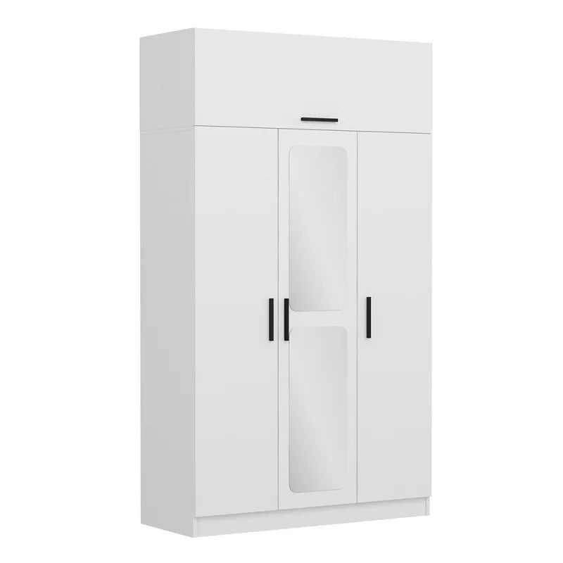 4 Door Wardrobe: 4 Door with 2 Mirror Manufactured Wood Wardrobe