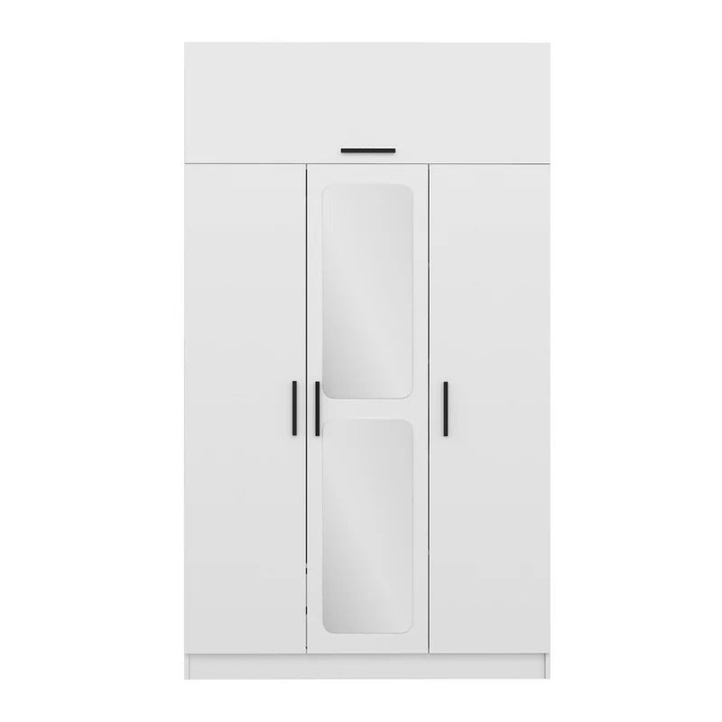 4 Door Wardrobe: 4 Door with 2 Mirror Manufactured Wood Wardrobe