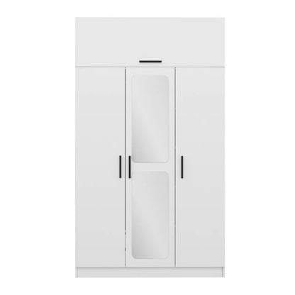 4 Door Wardrobe: 4 Door with 2 Mirror Manufactured Wood Wardrobe