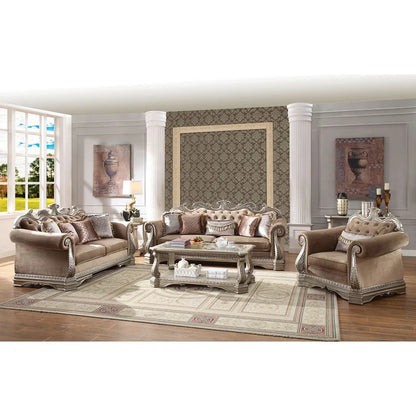 4 Seater Sofa Set: 100'' Velvet Rolled Arm Sofa