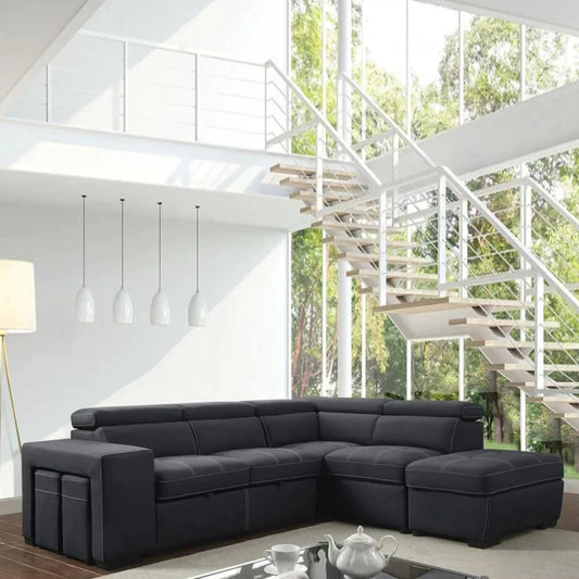 4 Seater Sofa Set  104 Square Arm L Shape Sofa Set