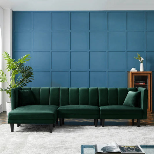  4 Seater Sofa Set 106.7'' Velvet Square Arm Sofa