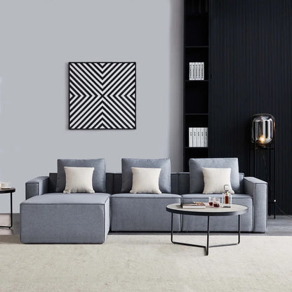 4 Seater Sofa Set: 108.3'' Linen Square Arm L Shape Sofa Chaise