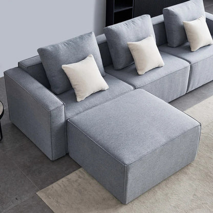 4 Seater Sofa Set: 108.3'' Linen Square Arm L Shape Sofa Chaise