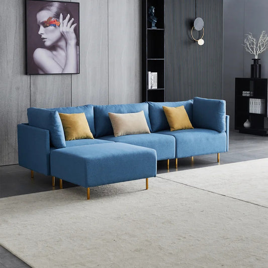 4 Seater Sofa Set: 109'' Square Arm L Shape Sofa Set