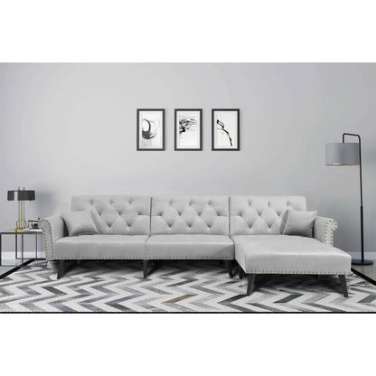 4 Seater Sofa Set: 115'' Velvet Pillow Top Arm L Shaped Sofa