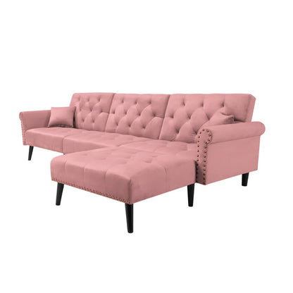 4 Seater Sofa Set: 115'' Velvet Pillow Top Arm L Shaped Sofa