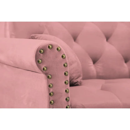 4 Seater Sofa Set: 115'' Velvet Pillow Top Arm L Shaped Sofa