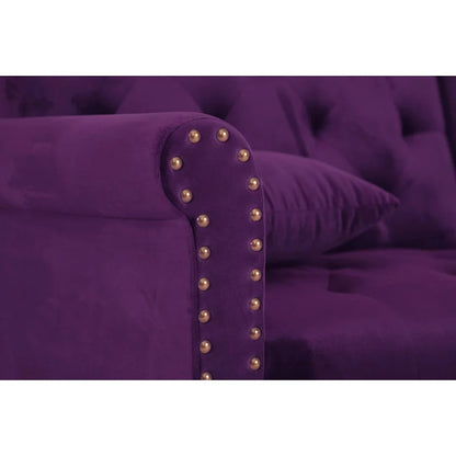 4 Seater Sofa Set: 115'' Velvet Pillow Top Arm L Shaped Sofa