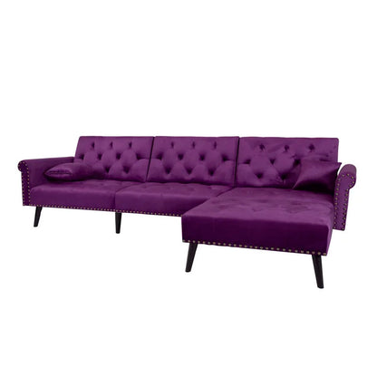 4 Seater Sofa Set: 115'' Velvet Pillow Top Arm L Shaped Sofa