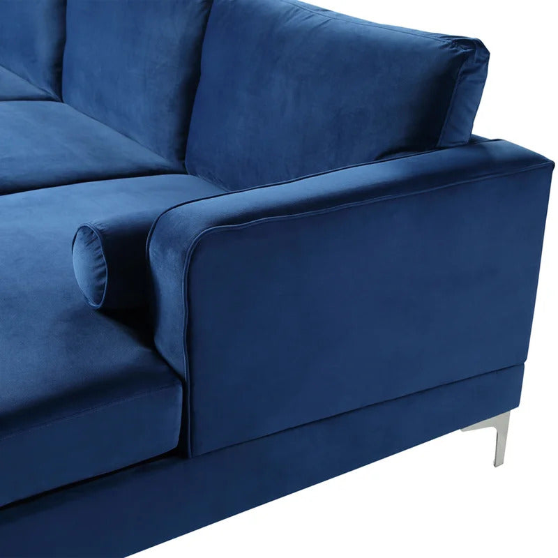 4 Seater Sofa Set: 124'' Velvet Flared Arm Slipcovered Sofa
