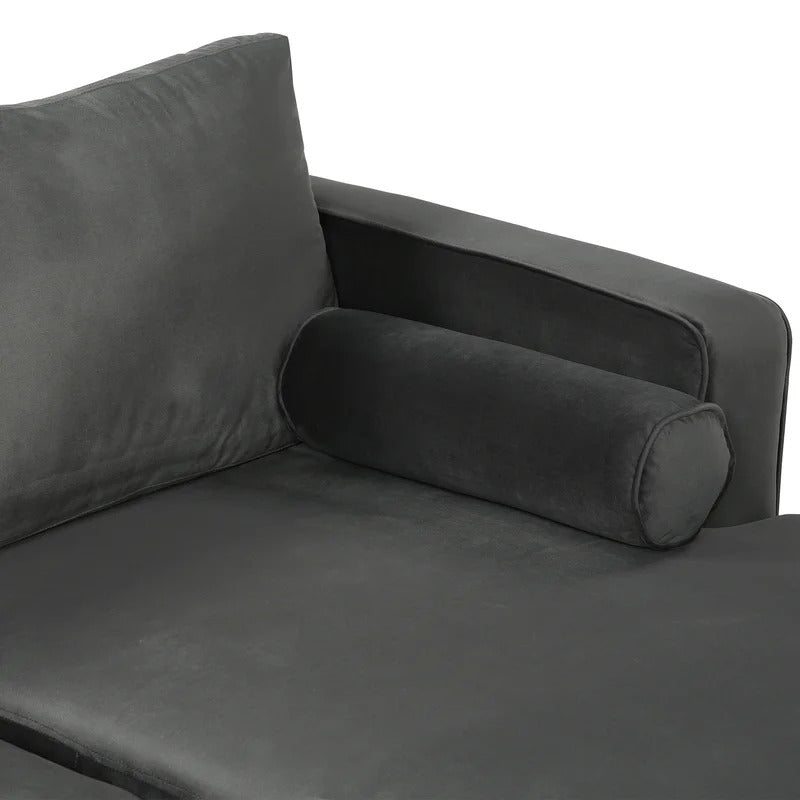4 Seater Sofa Set: 124'' Velvet Flared Arm Slipcovered Sofa