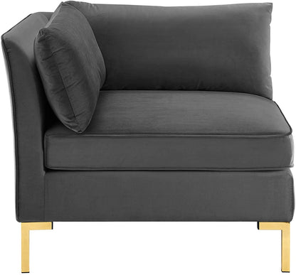 4 Seater Sofa Set : 134'' Velvet Flared Arm Modular Sofa Set