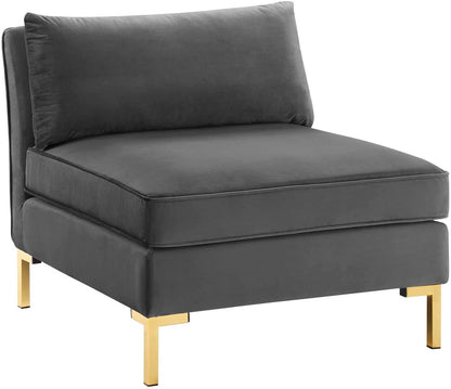 4 Seater Sofa Set : 134'' Velvet Flared Arm Modular Sofa Set