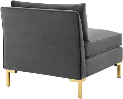 4 Seater Sofa Set : 134'' Velvet Flared Arm Modular Sofa Set