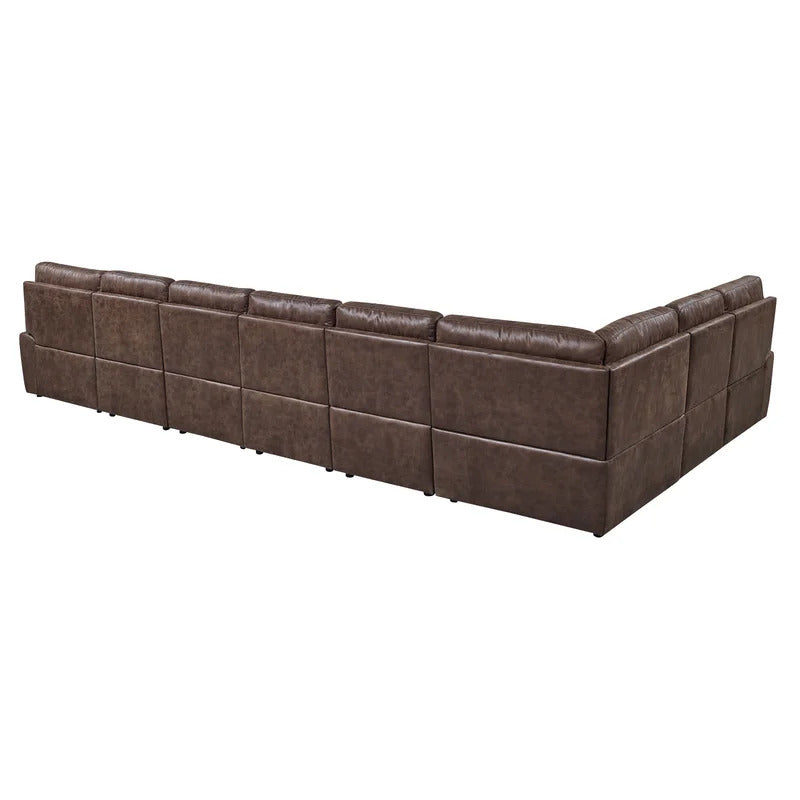 4 Seater Sofa Set: 178.5" Left-Hand Facing Faux Leatherette 