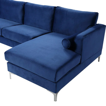 4 Seater Sofa Set: 24'' Velvet Square Arm U Shape Sofa