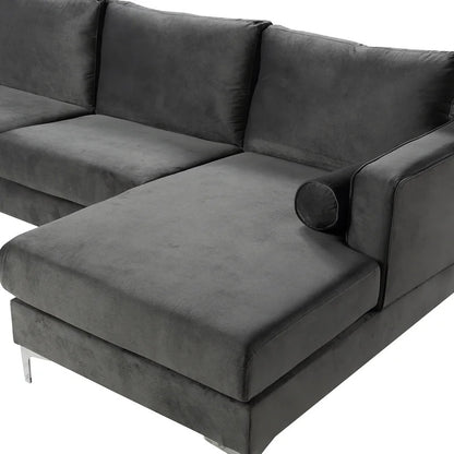4 Seater Sofa Set: 24'' Velvet Square Arm U Shape Sofa