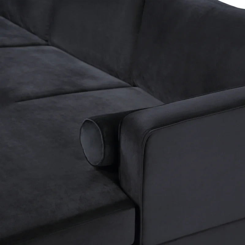 4 Seater Sofa Set: 24'' Velvet Square Arm U Shape Sofa