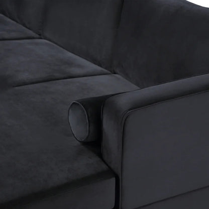 4 Seater Sofa Set: 24'' Velvet Square Arm U Shape Sofa