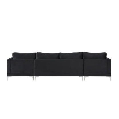 4 Seater Sofa Set: 24'' Velvet Square Arm U Shape Sofa