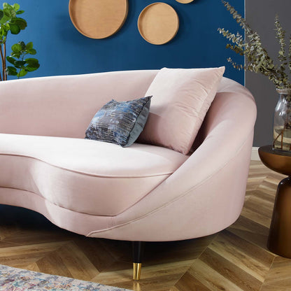 4 Seater Sofa Set: 41.5'' Velvet Round Arm Curved Sofa
