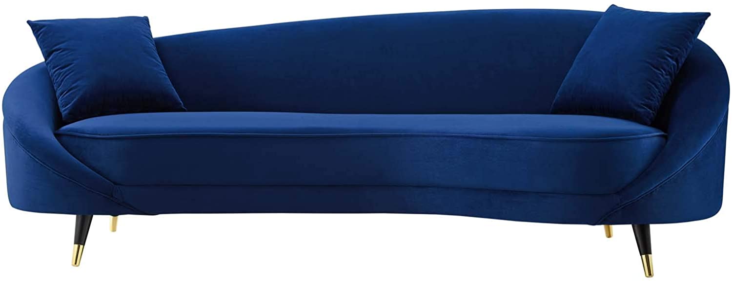 4 Seater Sofa Set: 41.5'' Velvet Round Arm Curved Sofa