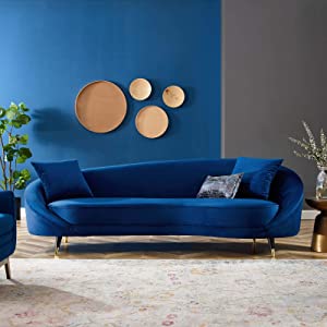 4 Seater Sofa Set: 41.5'' Velvet Round Arm Curved Sofa