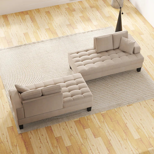 4 Seater Sofa Set: 64*31.5*33"Warm Gray, 2 Piece Recliner Set
