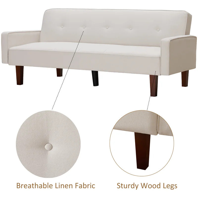 4 Seater Sofa Set : 75'' Linen Square Arm Sofa