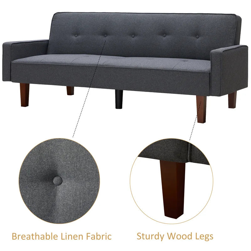 4 Seater Sofa Set : 75'' Linen Square Arm Sofa