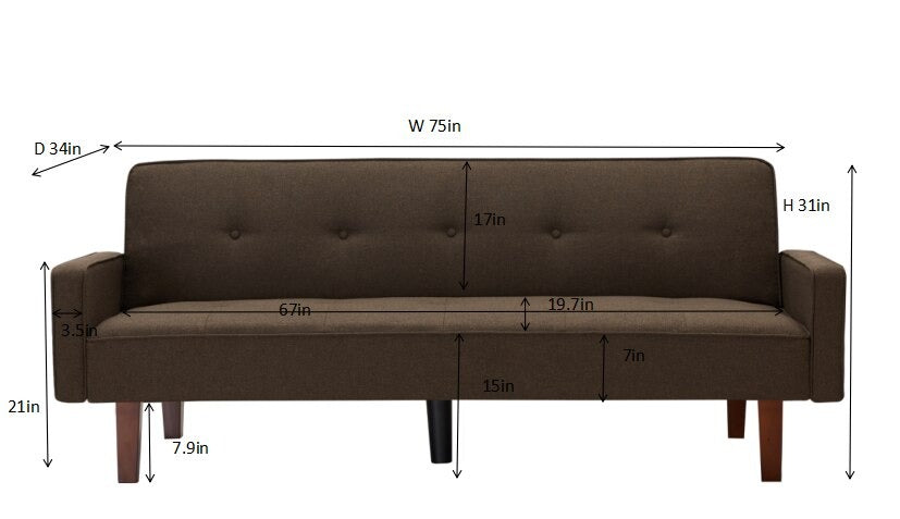 4 Seater Sofa Set : 75'' Linen Square Arm Sofa