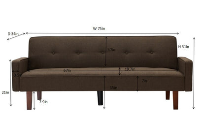 4 Seater Sofa Set : 75'' Linen Square Arm Sofa