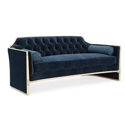 4 Seater Sofa Set : 76'' Velvet Square Arm Sofa
