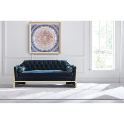 4 Seater Sofa Set : 76'' Velvet Square Arm Sofa