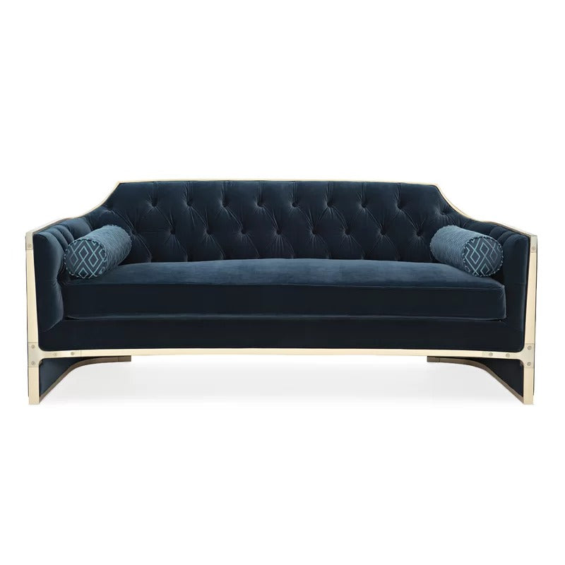 4 Seater Sofa Set : 76'' Velvet Square Arm Sofa