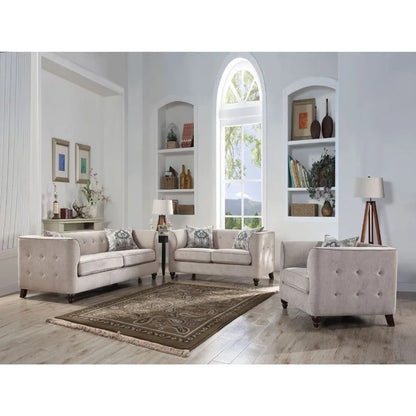 4 Seater Sofa Set: 77.56'' Velvet Tuxedo Arm Sofa
