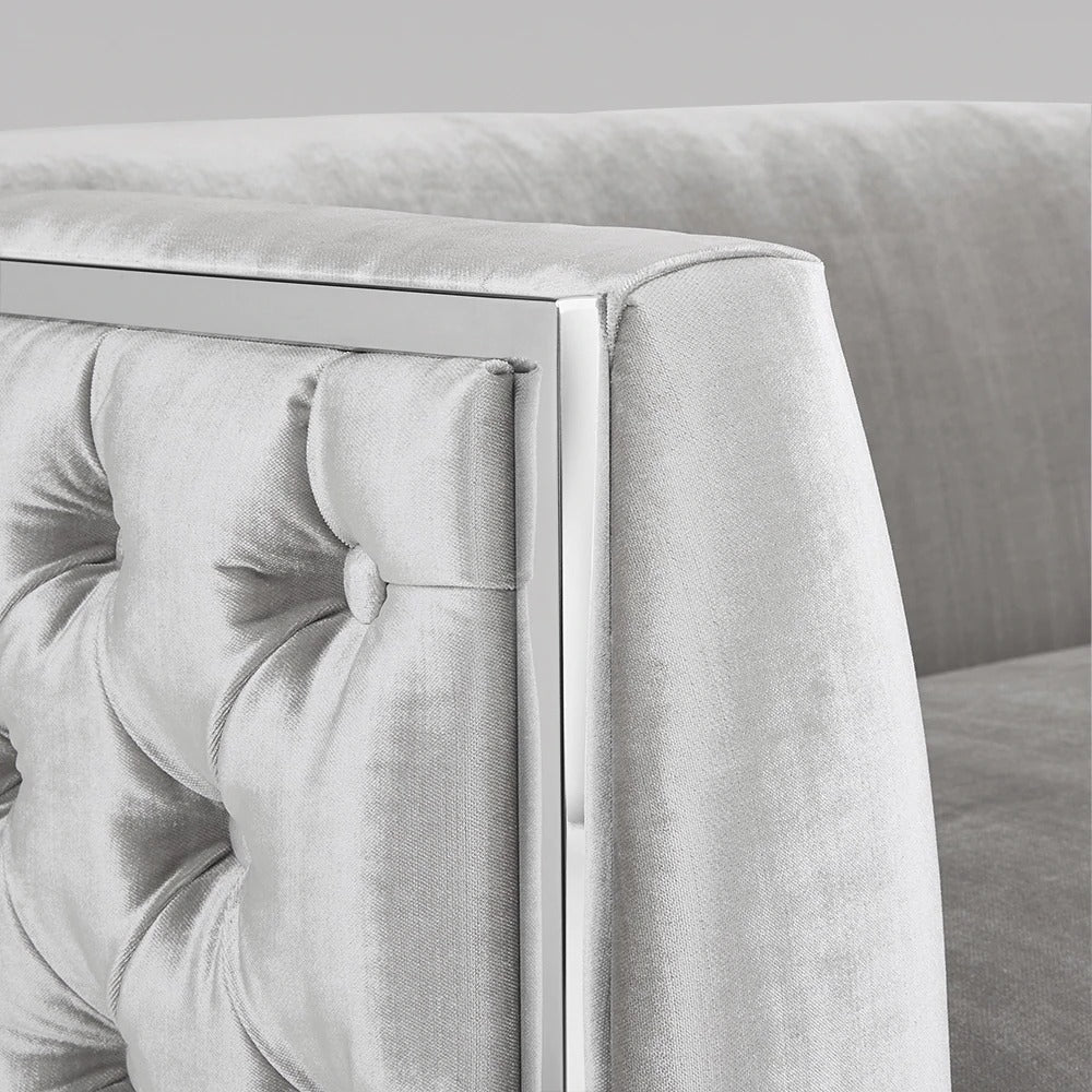 4 Seater Sofa Set : 81.5'' Velvet Tuxedo Arm Sofa