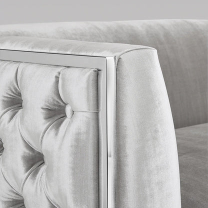 4 Seater Sofa Set : 81.5'' Velvet Tuxedo Arm Sofa