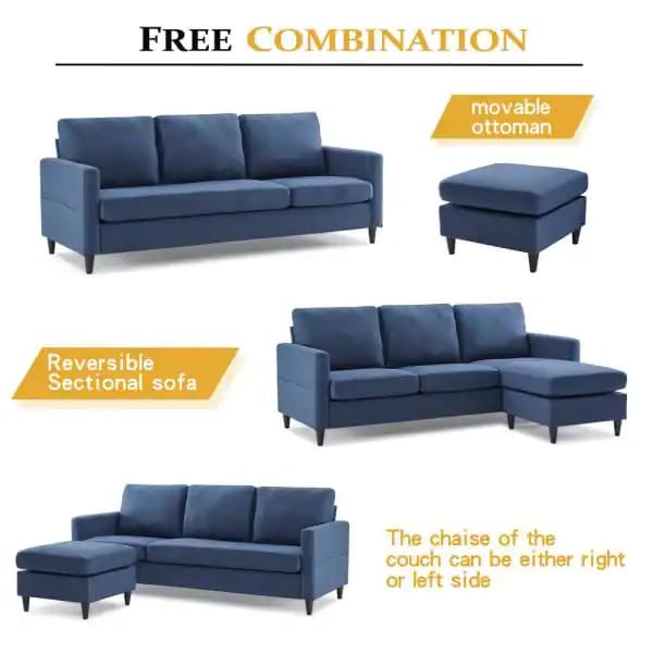 4 Seater Sofa Set: 82.6'' Square Arm Modular Sofa