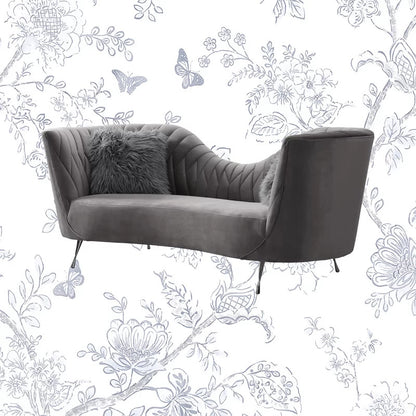 4 Seater Sofa Set: 84.3'' Velvet Recessed Arm
