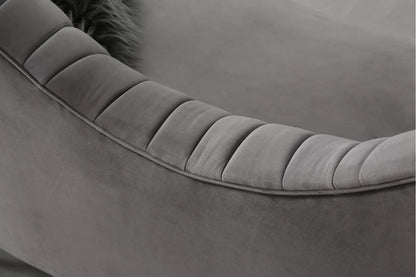4 Seater Sofa Set: 84.3'' Velvet Recessed Arm