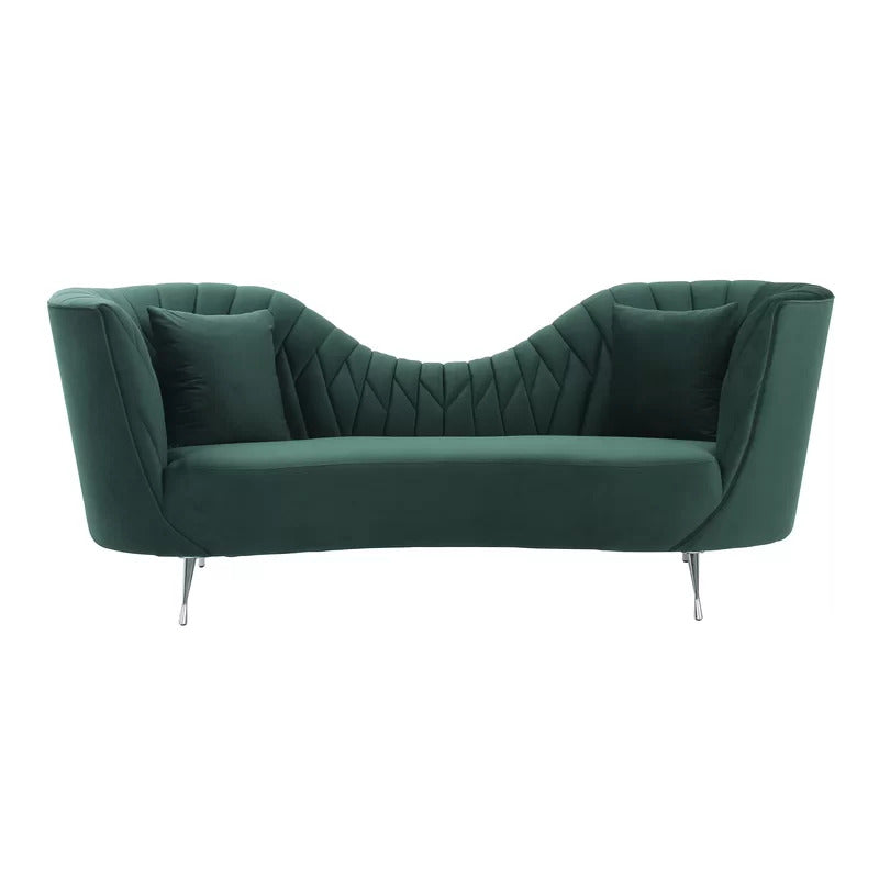 4 Seater Sofa Set: 84.3'' Velvet Recessed Arm