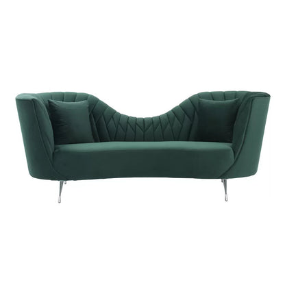 4 Seater Sofa Set: 84.3'' Velvet Recessed Arm