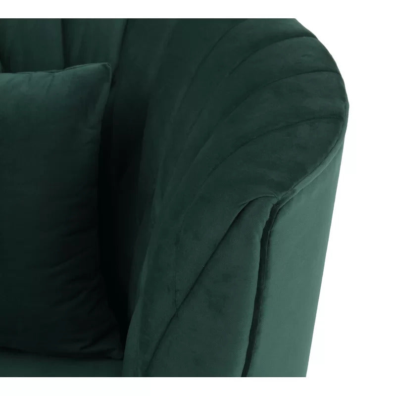 4 Seater Sofa Set: 84.3'' Velvet Recessed Arm