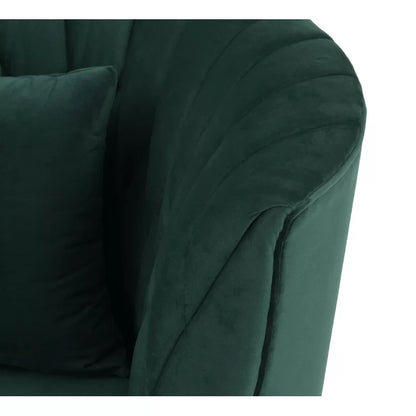 4 Seater Sofa Set: 84.3'' Velvet Recessed Arm