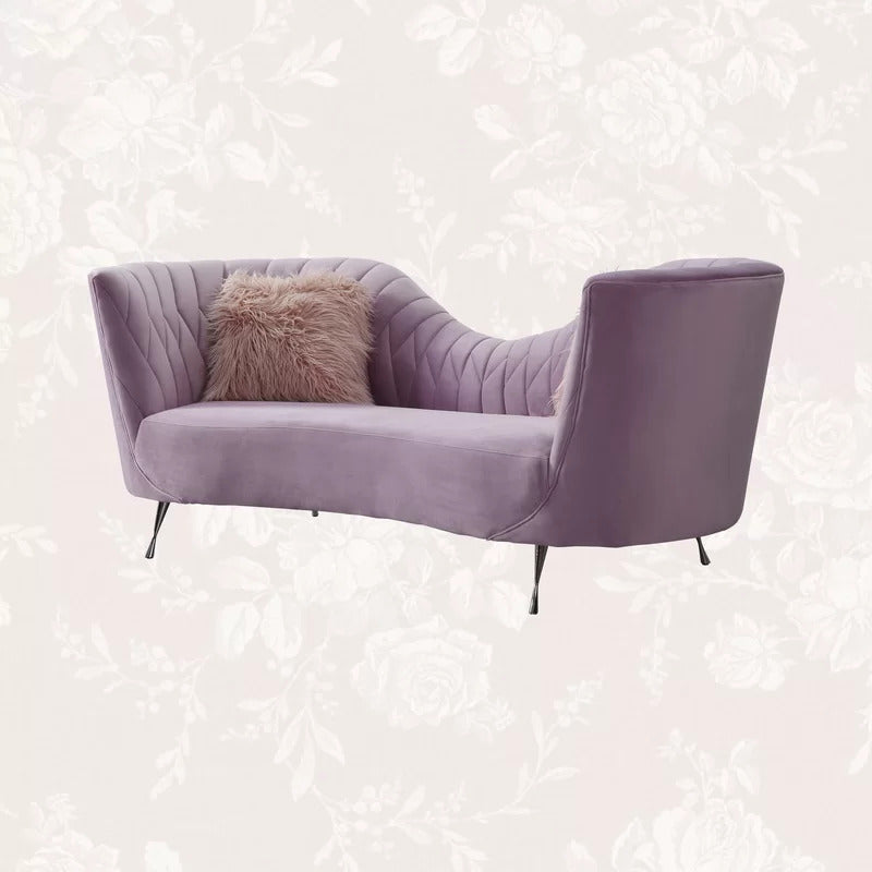 4 Seater Sofa Set: 84.3'' Velvet Recessed Arm
